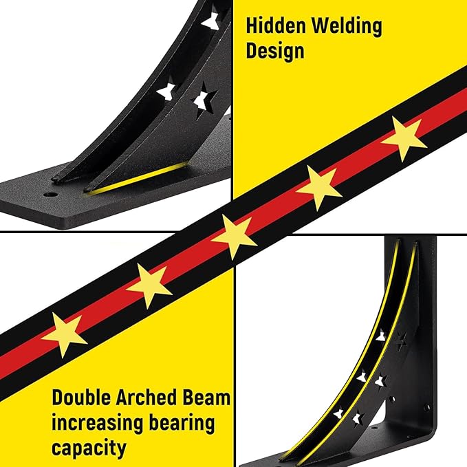 Heavy Duty Shelf Brackets，max Load 900 LBS,Premium Alloy Metal Mantel Brackets , (Set of 2) Fireplace Mantel Brackets - Countertop Support Brackets (Matte Black, 24 inch x 15 inch)