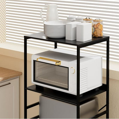 Mini Fridge Shelf Mini Fridge and Microwave Stand Over Mini Fridge Storage Rack Height Adjustable Microwave and Fridge Stand Suitable for Dorm, Kitchens, Offices, Black