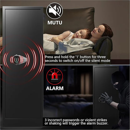 10-12 Gun Safe for Rifles and Pistols, Rifle Safes for Home, Digital Locking Gun Cabinet, Shotgun Safe with Dual Alarm System, Large Rifle Cabinet with Removable Shelf
