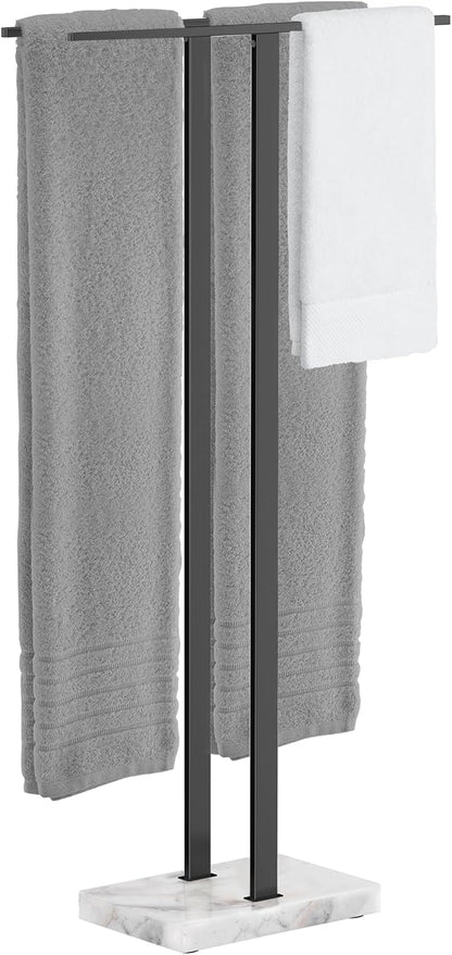 KES Standing Towel Rack, 37" H (Equal Height) Towel Rack Stand with Marble Base, Free Standing Towel Racks for Bathroom Floor, 18/8 Stainless Steel Matte Black, BTH229-BK