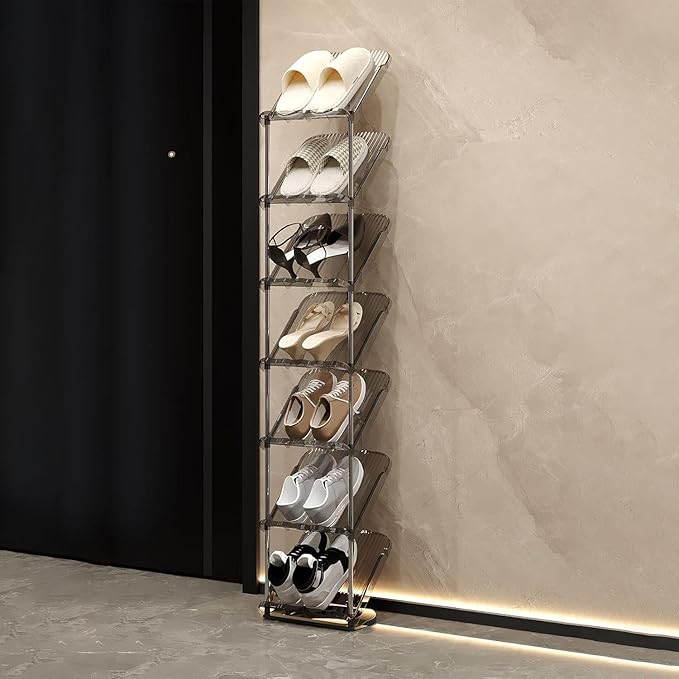 YYW Clear Narrow Shoe Rack for Entryway, Free Standing Shoe Racks Shelf Closet, Shoe Storage Organizer for Living Room