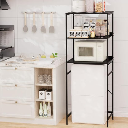 Mini Fridge Shelf Mini Fridge and Microwave Stand Over Mini Fridge Storage Rack 3 Tier Microwave and Fridge Stand Suitable for Dorm, Kitchens, Offices, Black