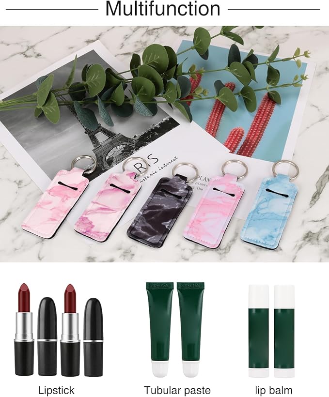 Chapstick Holder Keychain Lip Balm Holder Lipstick Sleeve Pouch Lip Gloss Holder Stocking Stuffers Gift for Women
