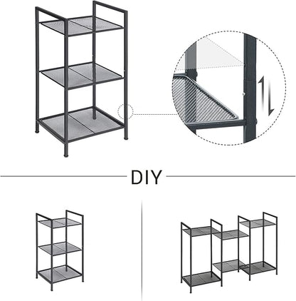 SONGMICS 3-Tier Storage Rack, Bathroom Shelf, Extendable Plant Stand with Adjustable Shelf, for Bathroom, Living Room, Balcony, Kitchen, Black UBSC33BK