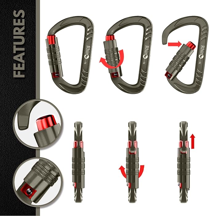 12kN (2697 lbs) Heavy Duty Carabiner Clips, for Securing Pets, Outdoor, Camping, Hiking, Hammock, Dog Leash Harness, Keychains
