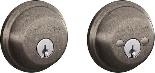 SCHLAGE B62621 Distressed Nickel B-Series Double Cylinder Grade 1 Deadbolt from The B-Series B62