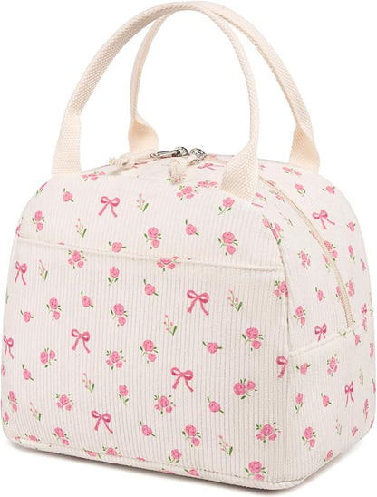 Bluboon Lunch Bag for Women Men Cute Corduroy Lunch Tote Bags Reusable Insulated Lunch Box Large Capacity Reusable Insulated Cooler for Work Picnic or Travel