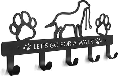 PET ARTIST Dog Leash Holder for Wall, Metal Dog Leash Hooks for Wall Decorative, Dog Leash Hanger Organizer Wall Mount with 5 Hooks, Dog Stuff Storage Organizer for Key Holder Dog Collar and Leash Set