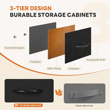 Sweetcrispy 10 Drawer Fabric Dresser Storage Tower with Bins, Tall Chest Organizer for Bedroom Closet Hallway, Steel Frame Wood Top Easy Pull Handles,Black