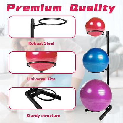 Montex Yoga Ball Holder, Exercise Ball Holder Vertical Storage for Commercial Gym and Home