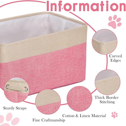 Ulico Personalized Dog Toy Storage Basket, Collapsible Pet Organizer Box With Handles, Custom Toy Bin With Pet's Name, Cat Storage Gift for Dog Lovers, Apparel & Accessories (Pink)