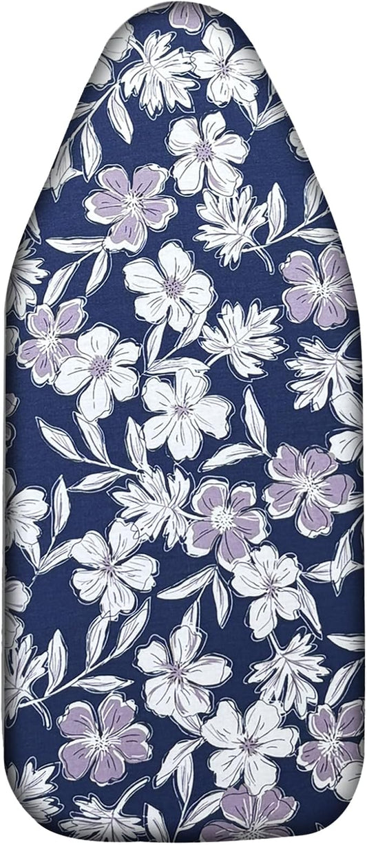 Small Ironing Board Cover Scorch Resistant, Table top Ironing Cover with Padding Heat Reflective Heavy Duty Pad(White Purple Flower, 12.5"x32")