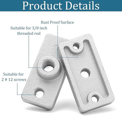 20 Pcs Ceiling Flange Hangers for 3/8" Threaded Rod Plate Ceiling Hangers Flanges Threaded Rod DIY Plumbing, Galvanized Ceiling Flange Hanger Plate Industrial Decor Project for Wall Mounting