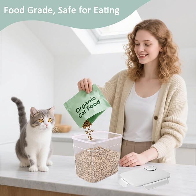 Dog Food Storage Container - Set of 3 Sizes Airtight Dog Treat Cat Food Containers - Small Plastic Pet Treat Holder for Cats, Dogs - Light Grey 3 Lbs + 2 Lbs + 1 Lbs Container Set