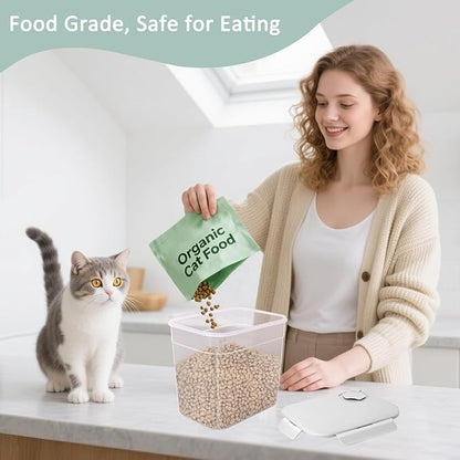 Dog Food Storage Container - Set of 3 Sizes Airtight Dog Treat Cat Food Containers - Small Plastic Pet Treat Holder for Cats, Dogs - Light Grey 3 Lbs + 2 Lbs + 1 Lbs Container Set