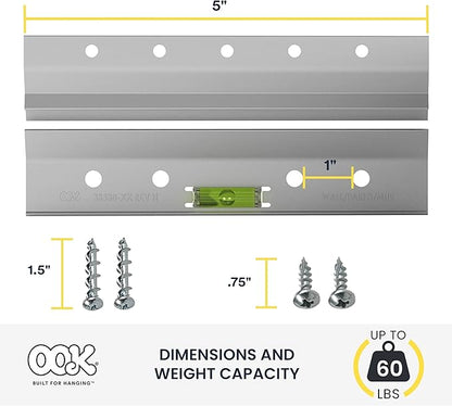 OOK 55310 French Cleat, Picture and Mirror Hanger with Hardware, 60lb, Aluminum (7 Piece)