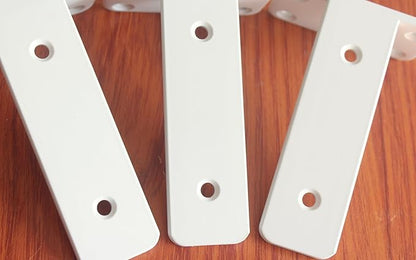 8 Pack - 5 inch White Hidden L Shelf Bracket (1/5 Inch Thicked) Iron Floating Shelf Brackets Rustic Industrial Metal Brackets for Shelf Support