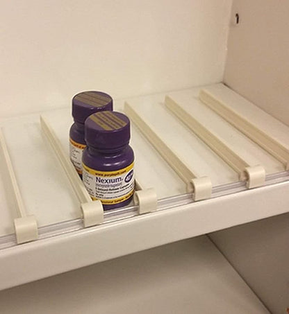 Retail Shelf Divider for Gondola, Wood or Glass Shelves - 5 48" L Front Rails & 100 10" D Dividers