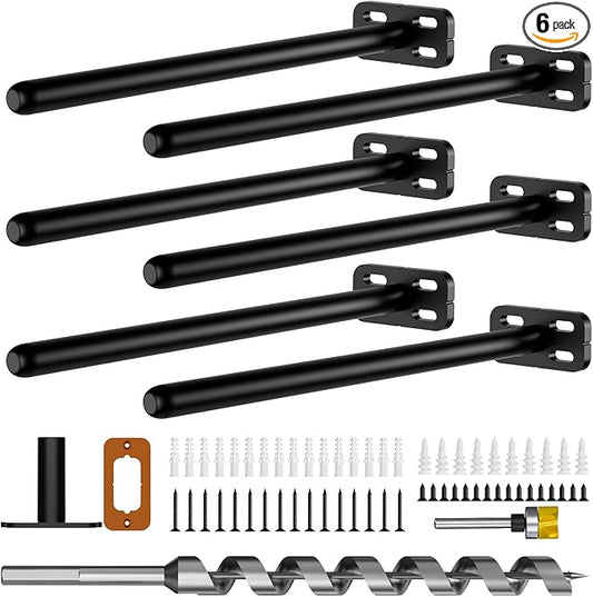 6pcs Wall Shelf Brackets Heavy Duty Floating Shelf Bracket Hidden,Invisible Black Shelving Brackets Decorative Floating Shelf Hardware Heavy Duty,Metal Shelf Support Bracket(10"-6pcs)