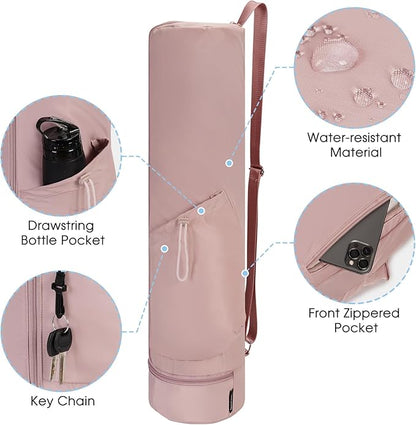 sportsnew Yoga Mat Bag, Full Zip Cargo Yoga Mat Carrier Bag with Drawstring Water Bottle Pocket and Bottom Wet Pocket, Exercise Yoga Mat Carrier Holder Multi-Functional Storage Bag Patent Pending