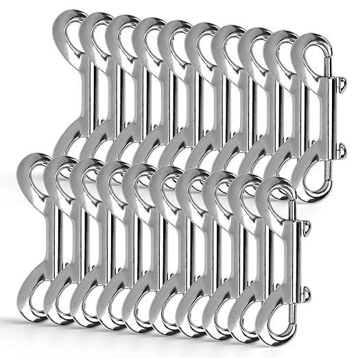 20 PCS Double Ended Snaps, 3.5 Inch Zinc Alloy Trigger Metal Clip, Silver Double Ended Snap Hooks for Pet Dog Leash, Water Bucket Hooks, Key Holder, Carabiner, Home, Farm, Other Indoor and Outdoor.
