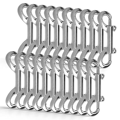 20 PCS Double Ended Snaps, 3.5 Inch Zinc Alloy Trigger Metal Clip, Silver Double Ended Snap Hooks for Pet Dog Leash, Water Bucket Hooks, Key Holder, Carabiner, Home, Farm, Other Indoor and Outdoor.
