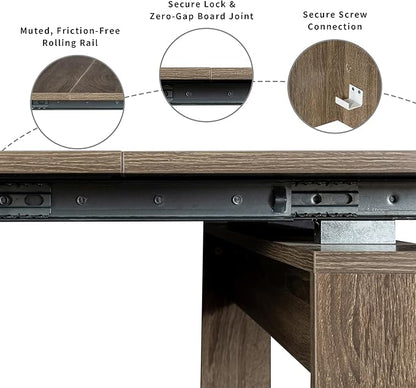 Transformer Dining Table, Extendable Console to Dining Table for 12 People, Folding Space Saving Dining Room Table Multipurpose Use, Grey
