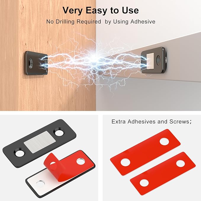 Cabinet Magnetic Catch Jiayi 6 Pack Ultra Thin Cabinet Door Magnets Stick on Drawer Magnets Cabinet Latch Magnetic Closures for Cabinets Kitchen Closet Door Closing Magnetic Door Catch Closer