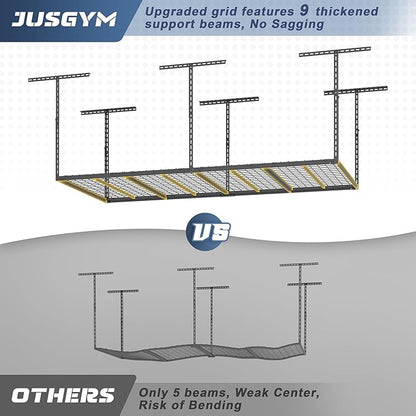 4X8FT Overhead Garage Storage Rack, 26"-40" Height Adjustable Garage Ceiling Storage Racks, Heavy Duty Metal Overhead Storage Organizer System, 750LBS Weight Capacity