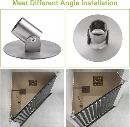 4pcs Shower Curtain Rod Bracket, 26mm Inner Diameter Titanium Steel Curtain Rod Holders Shower Curtain Rod Single Swivel Flange(Silver)