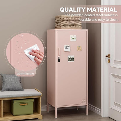 Metal Lokcer Cabinet (Pink, 19.69" D x 15.75" W x 49.21" H)
