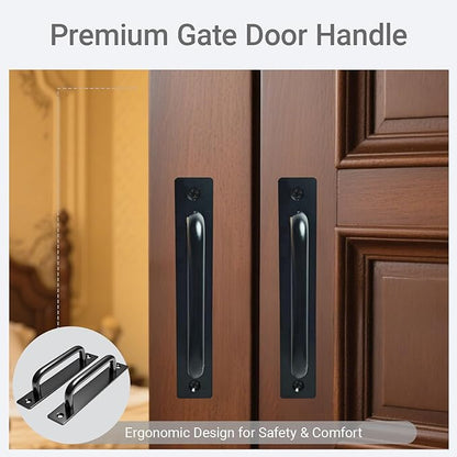2PCS 7 Inches Barn Door Handle, Premium Gate Handle, Sturdy Black Sliding Door Pull Handles for Kitchen, Cabinet, Bathroom, Closet, and Easy Install