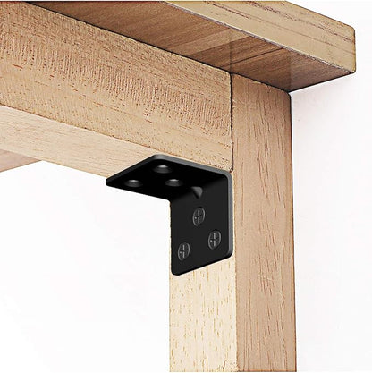 Black Stainless Steel Shelf Bracket,Joint Right Angle Bracket,L Shape Heavy Duty Metal Corner Brace Shelf Supporter for Wood Aufuga (10, 2x2x2)