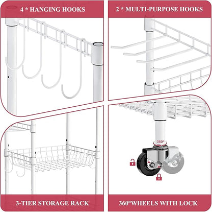 VOPEAK Home Gym Storage Rack with Wheels, Yoga Mat Storage Organizer for Kettlebells, Dumbbells, Resistance Bands, Space Saving 3-Tier Weight Rack for Home Gym, Garage, Easy to Install