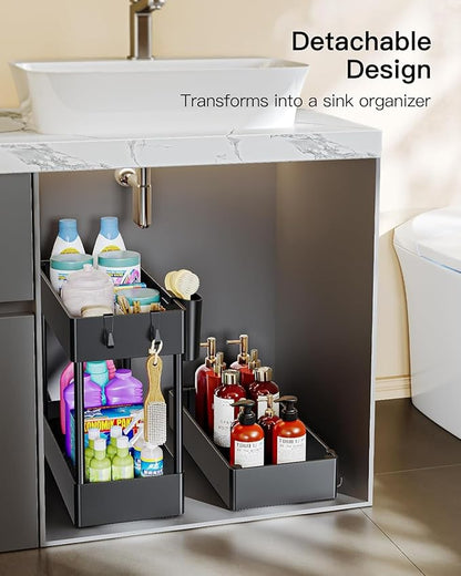 Pipishell Slim Storage Cart with Wheels - 3 Tier Bathroom Organizers and Storage Cart - Rolling Carts for Bathroom, Kitchen, Narrow Space, Laundry Room,Black
