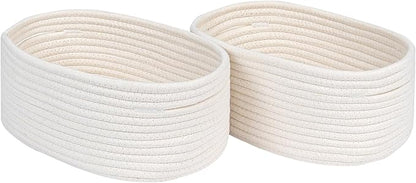 CubesLand Cube Shelf Closet Storage Baskets Bins,Woven Basket for Organizing/Storage,Long-lasting &Skin-friendly Toy Storage Basket Bin,Stylish Room Decor Basket,Off White Cotton Rope Basket 2 Packs