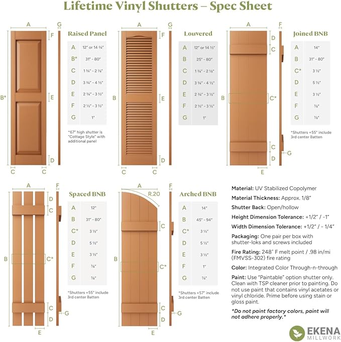 Ekena Millwork LVSL0004BL 3" Lifetime Vinyl Shutter-Lok's, Black
