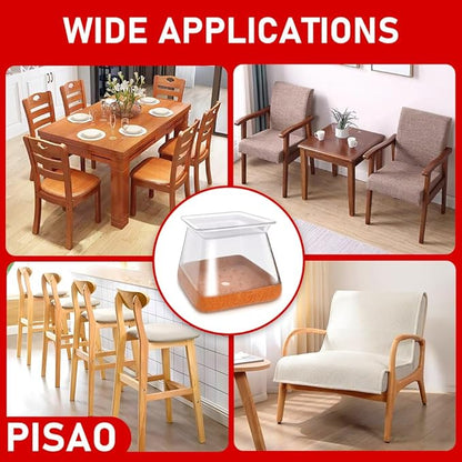 24 Pcs Chair Leg Floor Protectors Square, Silicone Chair Leg Protectors Caps Covers for Hardwood Floors, Furniture Pads Sliders with Wrapped Felt Bottom Medium (Fit:3/4"~1-1/8")