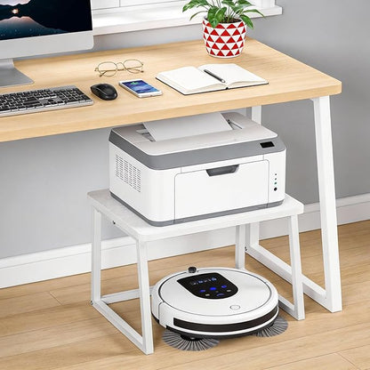 HOOBRO Printer Stand with Storage for Desk, 2-Tier Desktop Printer Shelf, Desk Organizer for Office, Kitchen, Living Room, White WW16PS01