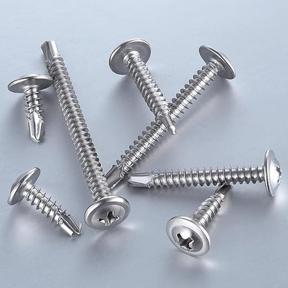 Wensilon（200pcs）#8×1-1/4”for Sheet Metal Self-Tapping Screws 410 Stainless Steel Truss Head High-Strength Quick Tapping Screws