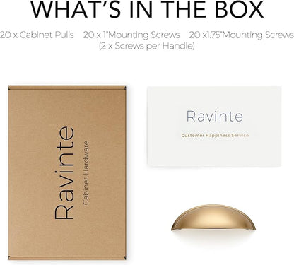 Ravinte 20 Pack 3" Drawer Pulls Champagne Bronze Cabinet Cup Pulls Kitchen Hardware Cabinet Handles Drawer Handles Knobs 3 inch Hole Center