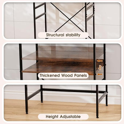Mini Fridge Shelf Mini Fridge and Microwave Stand Over Mini Fridge Storage Rack Height Adjustable Microwave and Fridge Stand Suitable for Dorm, Kitchens, Offices, Brown
