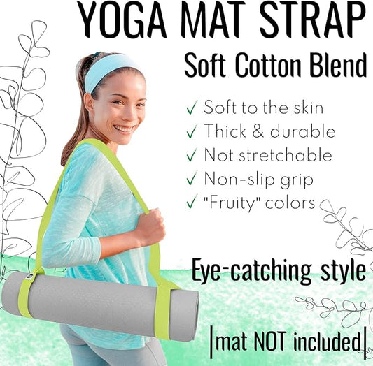 TECEUM Yoga Mat Strap – 30+ Colors – Adjustable Mat Holder Sling Carrier for All Mats [Mat Not Included]