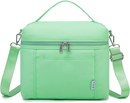 NOL Natural Organic Lifestyle Insulated Lunch Bags for Women Cooler Bag Lightweight Nylon Waterproof Lunch Box For Work (Medium(normal), Mint green)