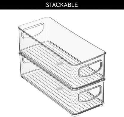 iDesign Stackable Storage Bin with Handles for Pantry, Fridge, or Freezer, Clear, Made in USA