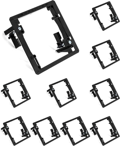 QWORK Low Voltage Mounting Bracket, 10 Pack 2 Gang Dual Gang Drywall Mounting Wall Plate Bracket, Flush Installation of Wall Panels, with Mounting Screws