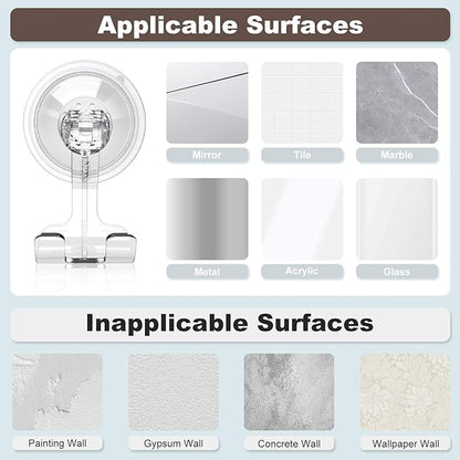VIS'V Suction Cup Razor Holder, Shower Suction Razor Hooks for His and Hers, Removable and Reusable, Clear, 4 Pcs