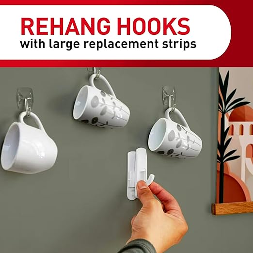 Command Indoor Large Replacement Strips, 20 Strips, Damage-Free Wall Hanging, Re-Hang Large Hooks for Home and Wall Decor, Holds up to 5 lb, White Adhesive
