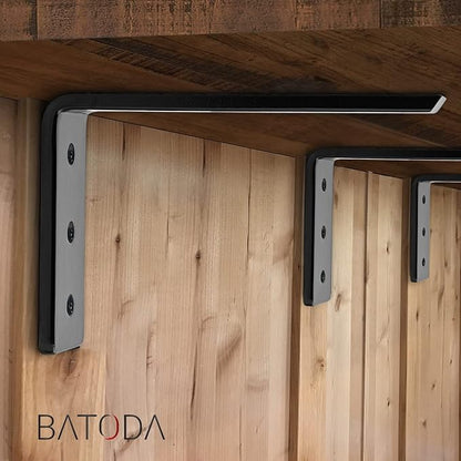 BATODA 12” Countertop Support Brackets for Granite (2 pcs) - Heavy Duty L Shelf Bracket - Wall Mounted Support for DIY Open Shelving – Blind Shelf Support - Shelving Mounting Hardware Included(Pack 2)