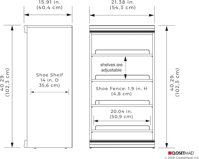 ClosetMaid Modular Storage Shelf Unit with Angled Shoe Shelves, White